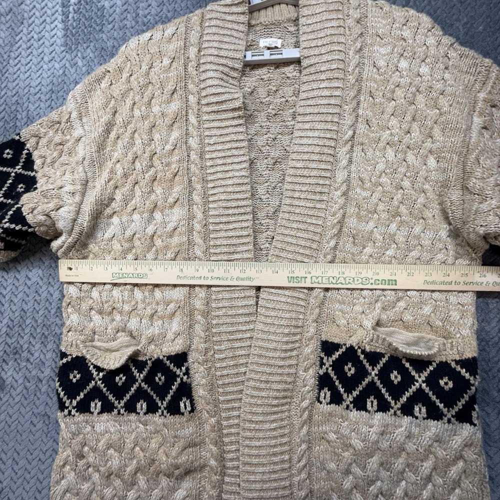 Anthropologie Pilcro Oversized Cable Knit Cardigan Slouchy Argyle Pockets 1X 2X - Picture 11 of 13